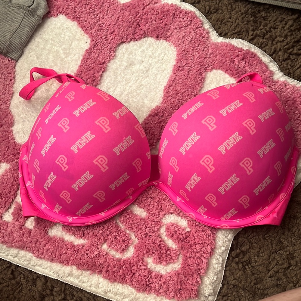 Pink double push up bra